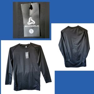 SILKWORLD MEN'S BLACK COMPRESSION SHIRT BASE LAYER BNWT SIZE L